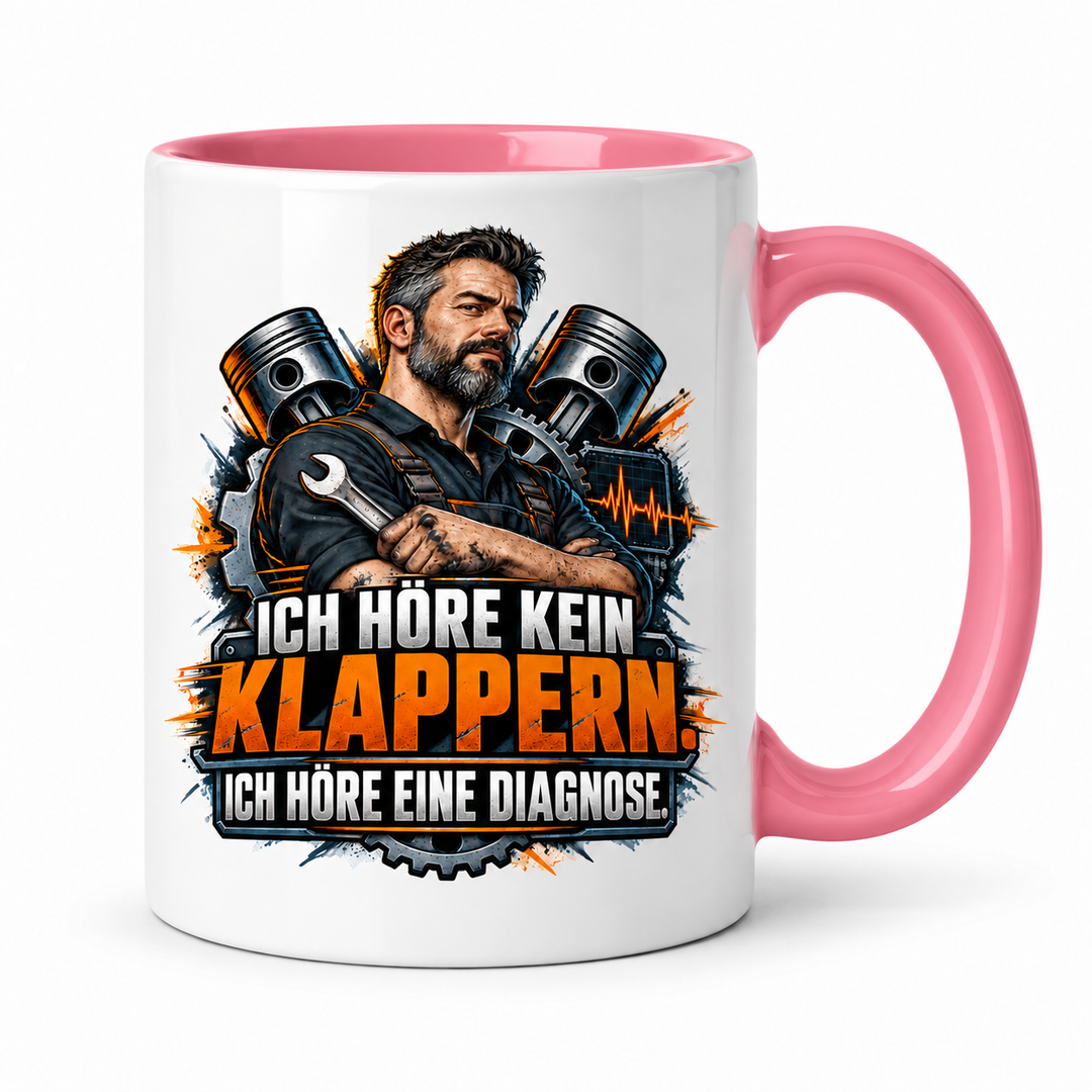 Mechaniker-Tasse mit rosa Innenfarbe und Griff