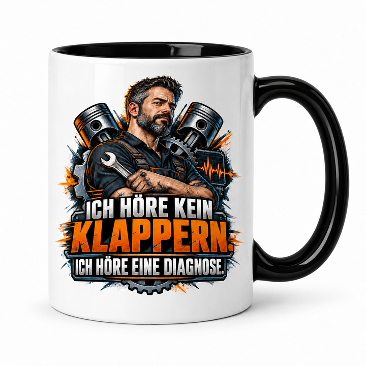 Mechaniker-Tasse mit schwarzem Innenbereich und Griff