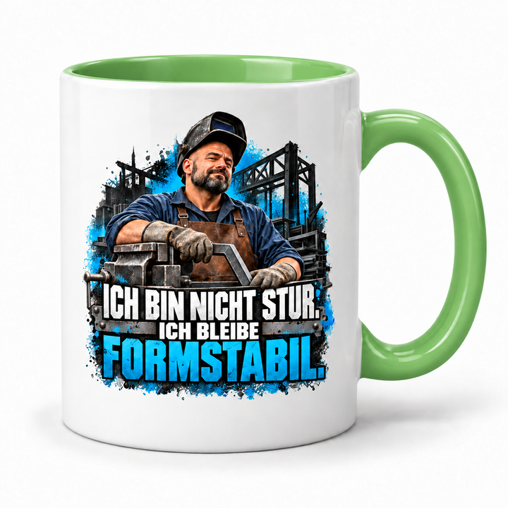 PEPAM Metallbauer-Tasse „Ich bin nicht stur. Ich bleibe formstabil.“ – Gruen