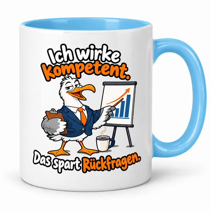 Möwen-Tasse Blau – Ich wirke kompetent