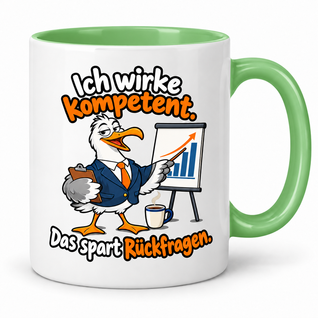 Möwen-Tasse Grün – Ich wirke kompetent