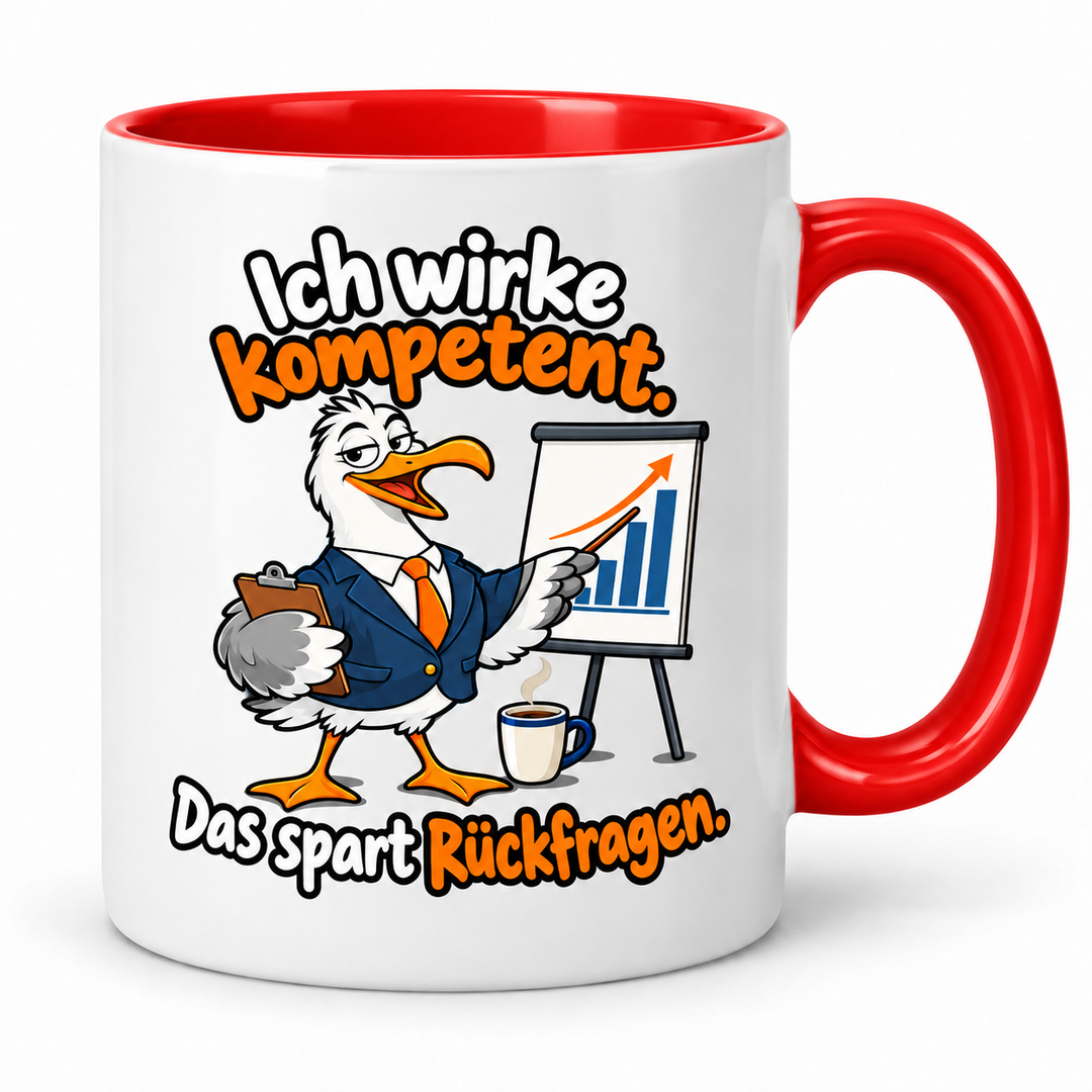Möwen-Tasse Rot – Ich wirke kompetent