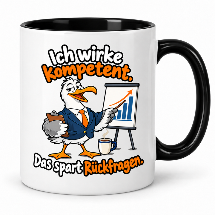 Möwen-Tasse Schwarz – Ich wirke kompetent
