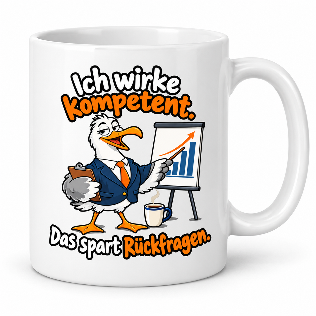 Möwen-Tasse Weiß – Ich wirke kompetent