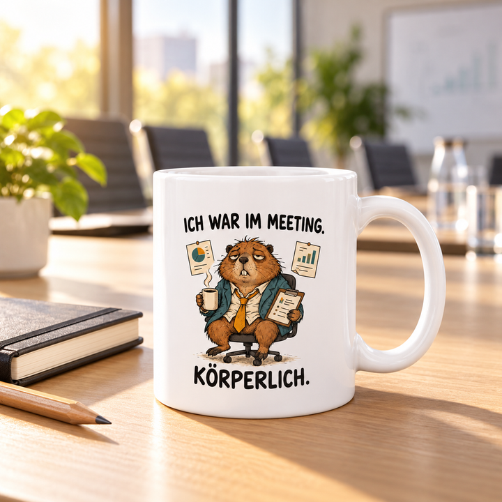 Lustige Murmeltier-Tasse im Büro