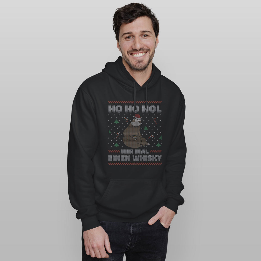 HO HO Hol mir ein Whiskey Hoodie – Lustiges Weihnachts-Faultier-Design | Witziges Geschenk für Whiskey-Liebhaber zur Weihnachtszeit