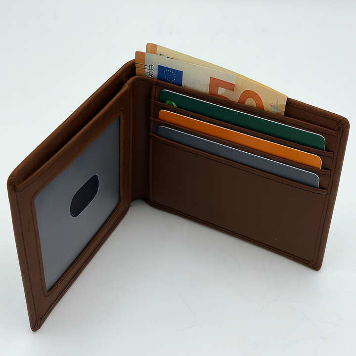 Personalisierter Geldbeutel aus Echtleder – Gravur mit Namen & 9 Motiven | Geschenk für Männer & Frauen