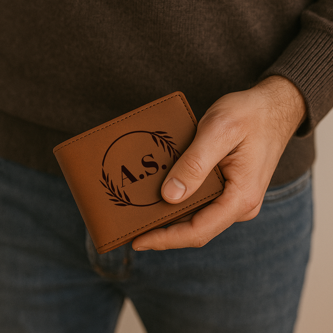Personalisierter Geldbeutel aus Echtleder – Gravur mit Namen & 9 Motiven | Geschenk für Männer & Frauen