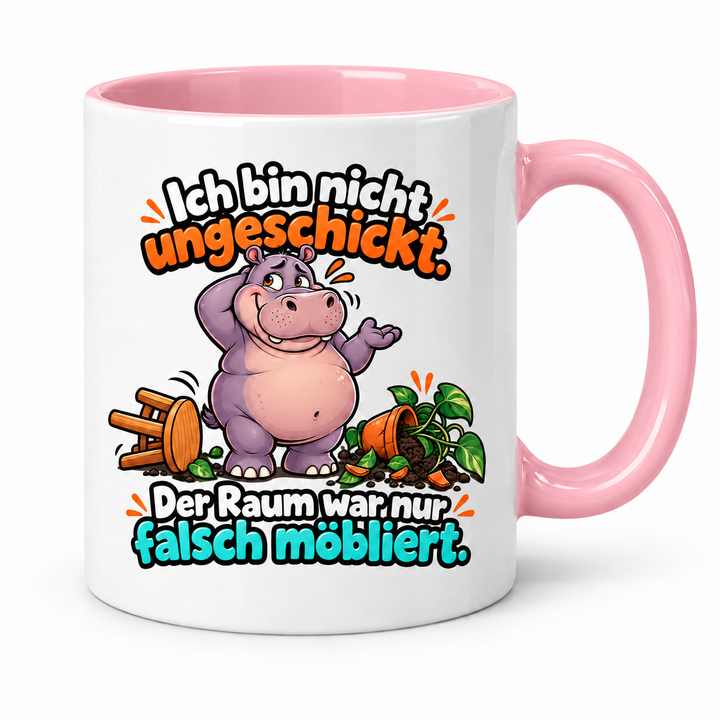 Nilpferd-Tasse in Rosa – Ich bin nicht ungeschickt