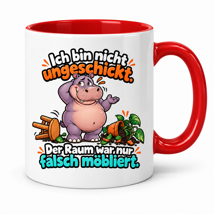Nilpferd-Tasse in Rot – Ich bin nicht ungeschickt