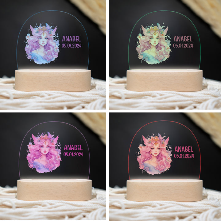 Personalisierte LED-Nachtlampe – Prinzessin mit Name