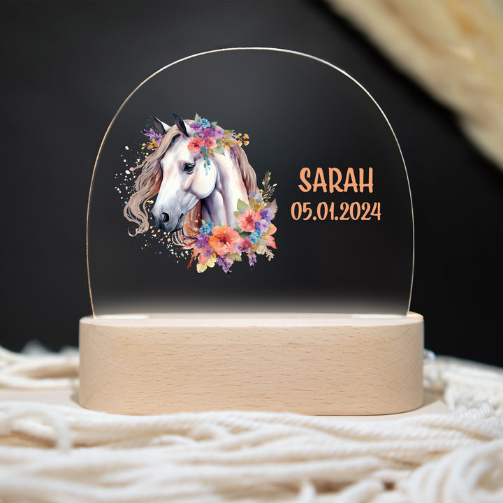 Personalisierte LED-Nachtlampe – Pferd mit Name