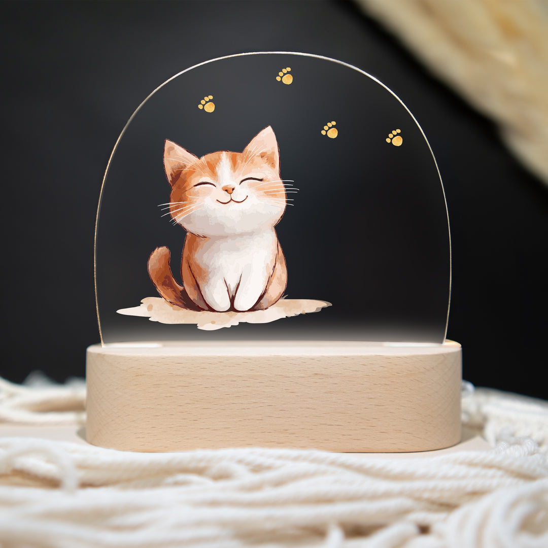 Personalisierte LED-Nachtlampe – Katze mit Name