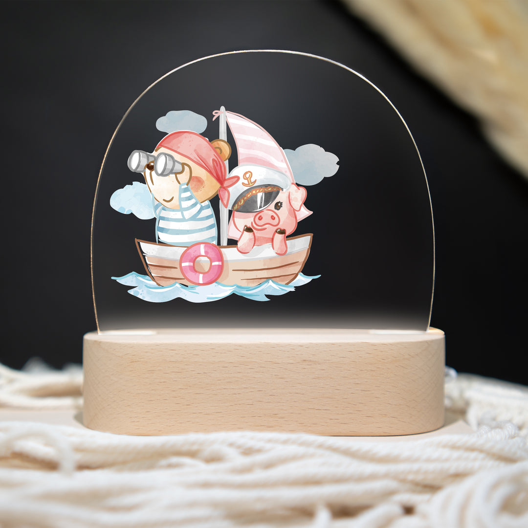 Personalisierte LED-Nachtlampe – Piratenmotiv mit Name