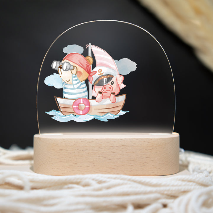 Personalisierte LED-Nachtlampe – Piratenmotiv mit Name