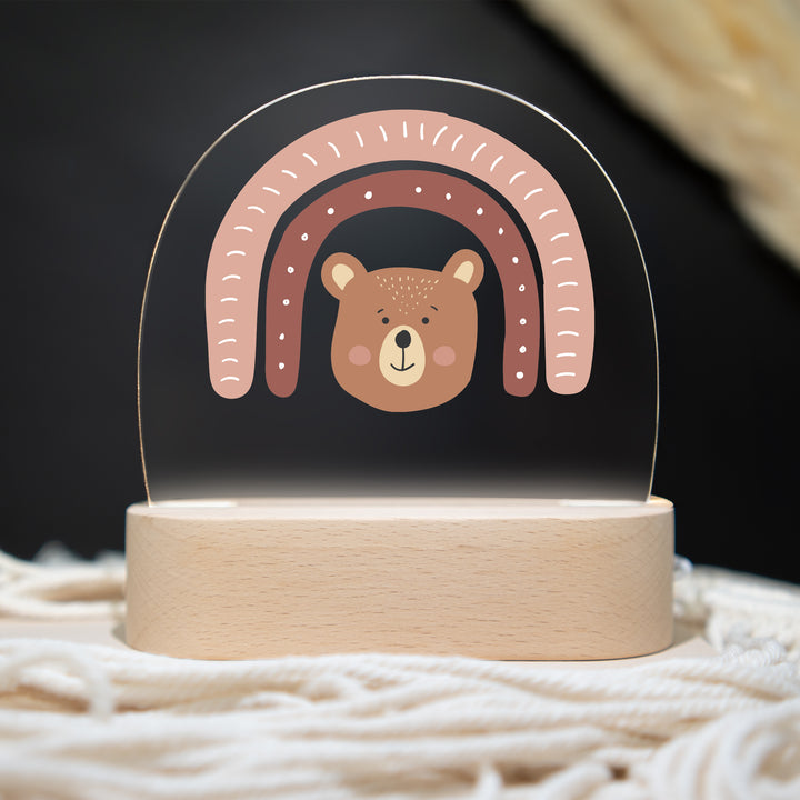 Personalisierte LED-Nachtlampe – Regenbogen-Bär mit Name