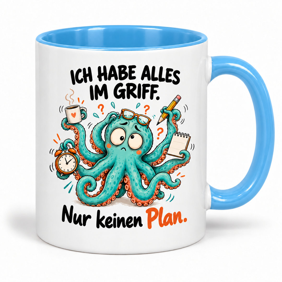 Lustige Oktopus-Tasse – Ich habe alles im Griff – blau