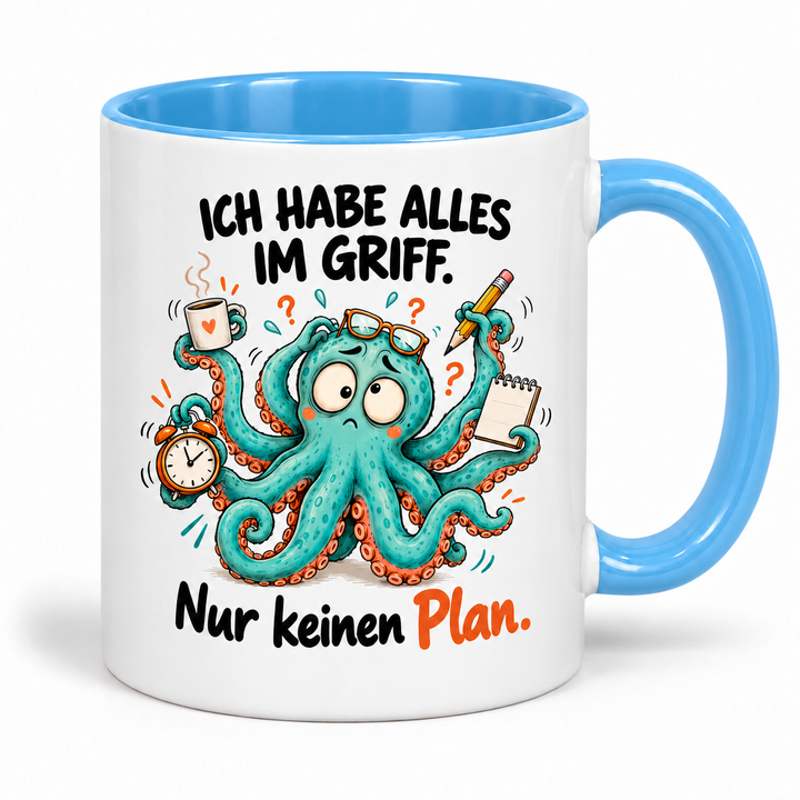 Lustige Oktopus-Tasse – Ich habe alles im Griff – blau