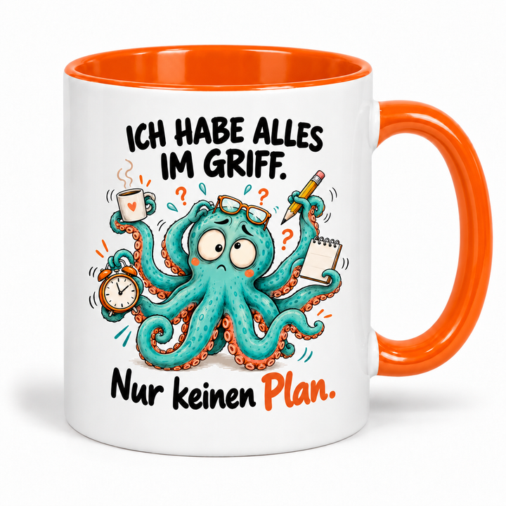 Lustige Oktopus-Tasse – Ich habe alles im Griff – orange