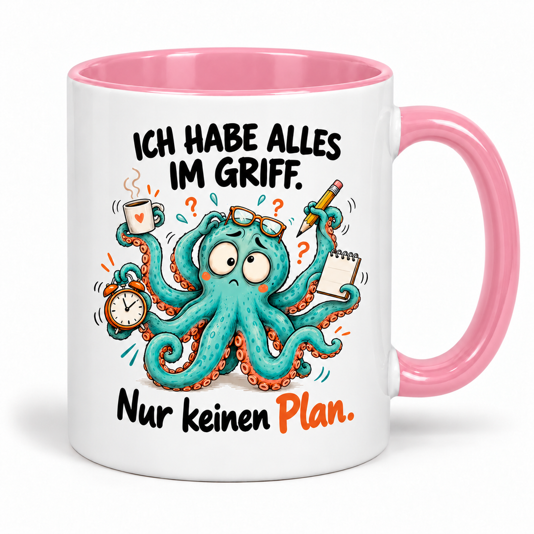 Lustige Oktopus-Tasse – Ich habe alles im Griff – rosa