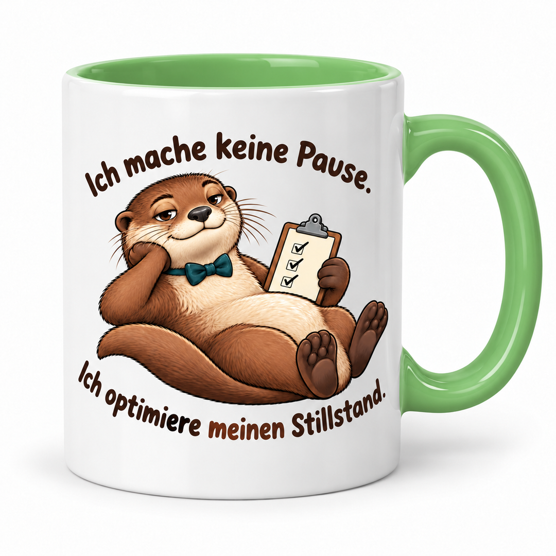 Otter-Tasse „Stillstand optimiert“ – Grün
