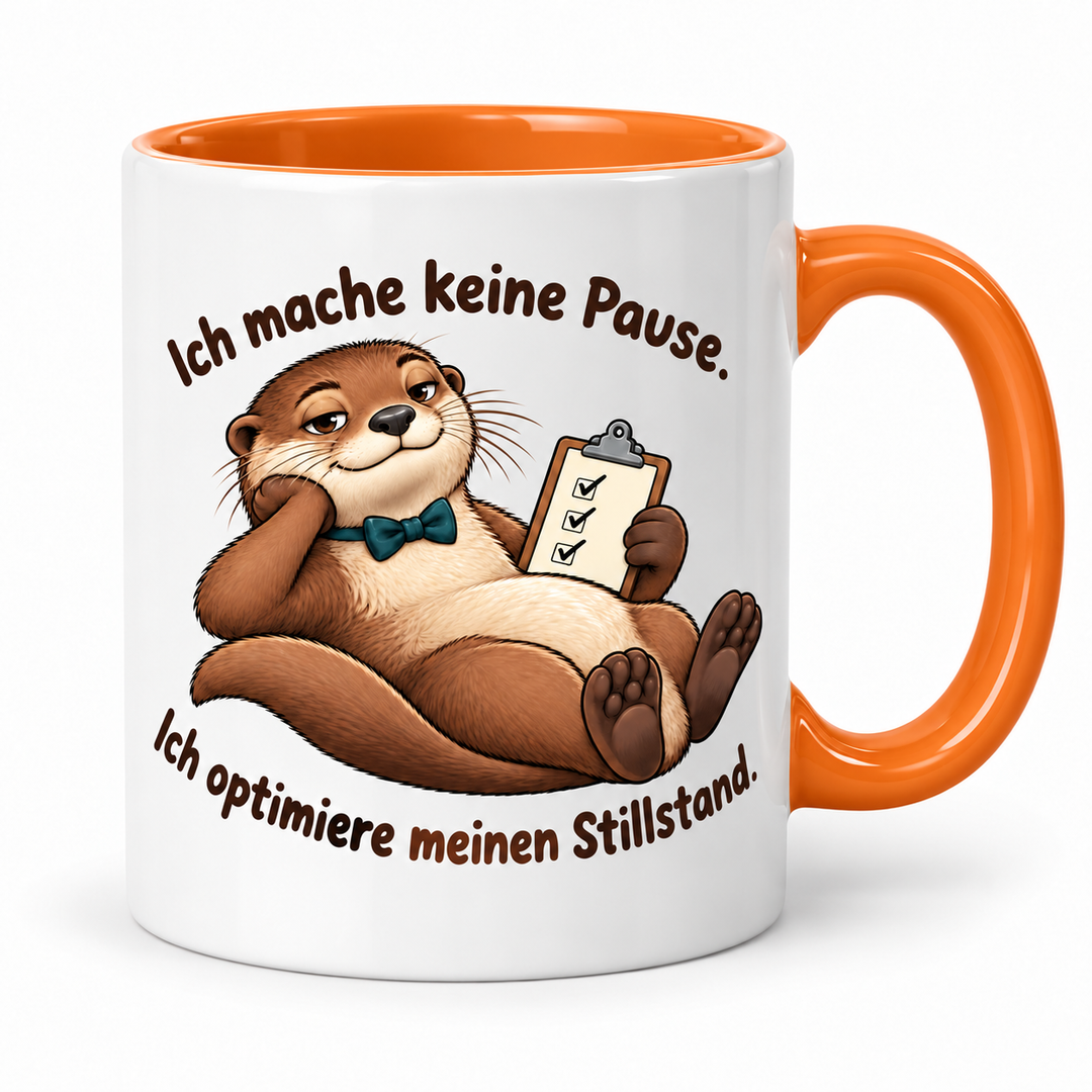 Otter-Tasse „Stillstand optimiert“ – Orange