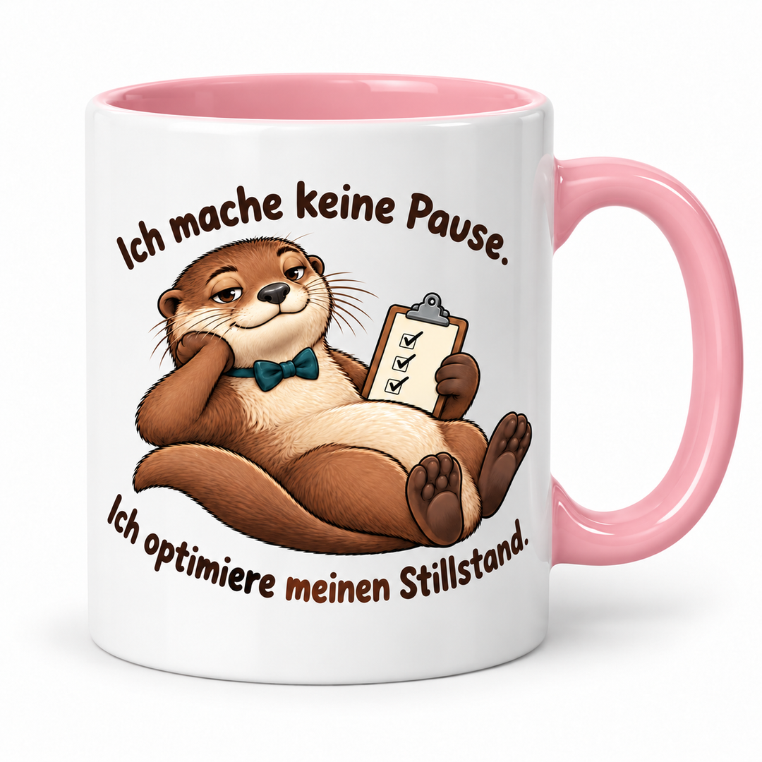 Otter-Tasse „Stillstand optimiert“ – Rosa
