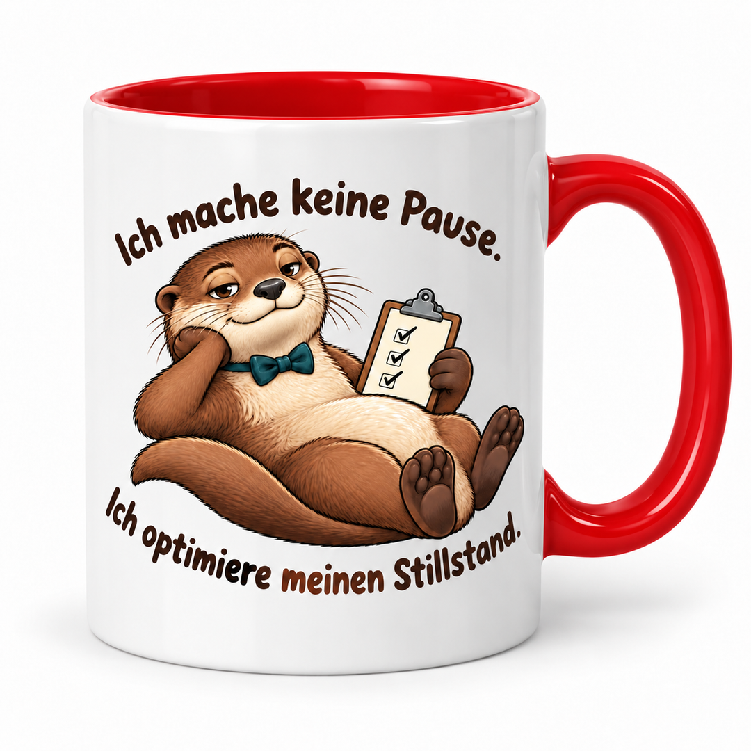 Otter-Tasse „Stillstand optimiert“ – Rot