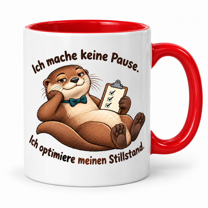 Otter-Tasse „Stillstand optimiert“ – Rot