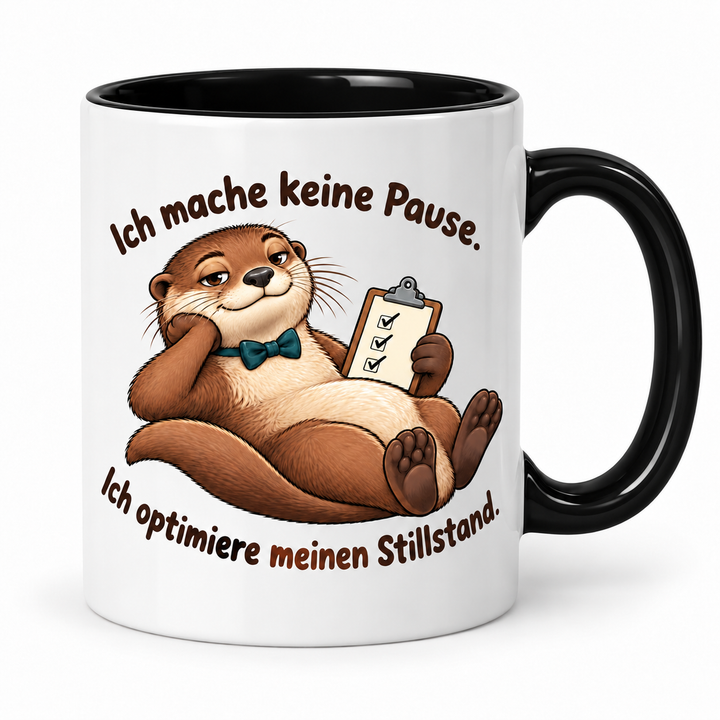 Otter-Tasse „Stillstand optimiert“ – Schwarz