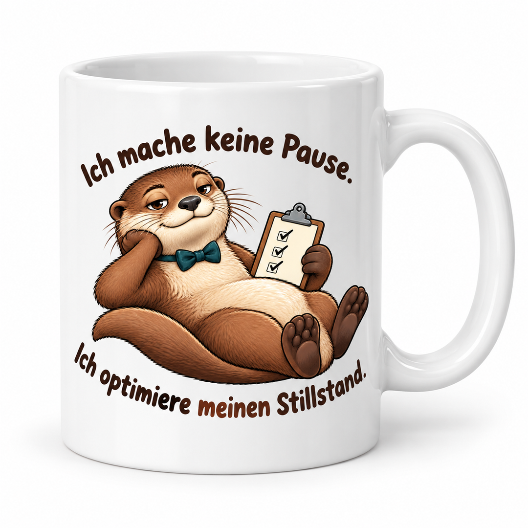 Otter-Tasse „Stillstand optimiert“ – Weiß