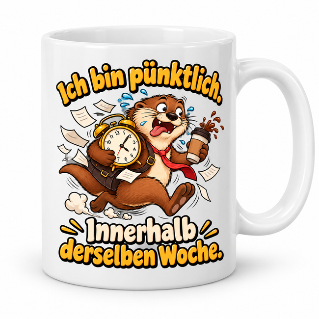 Lustige Otter-Tasse – Ich bin pünktlich