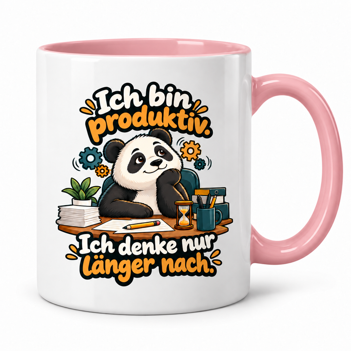 Panda-Tasse Rosa – Ich bin produktiv