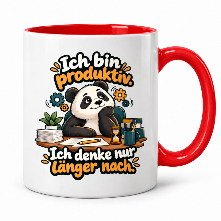 Panda-Tasse Rot – Ich bin produktiv