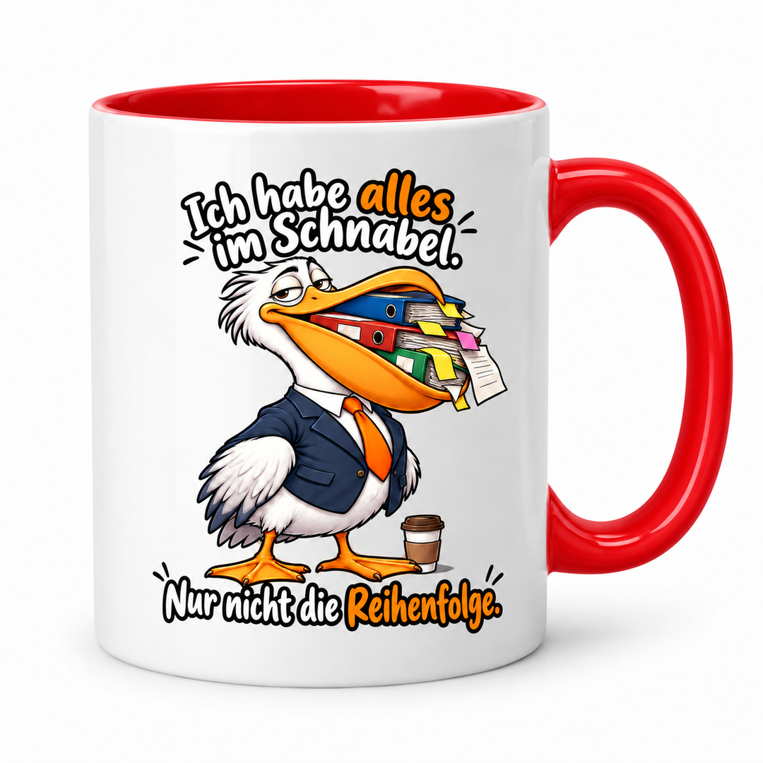 Lustige Pelikan-Tasse – Rot