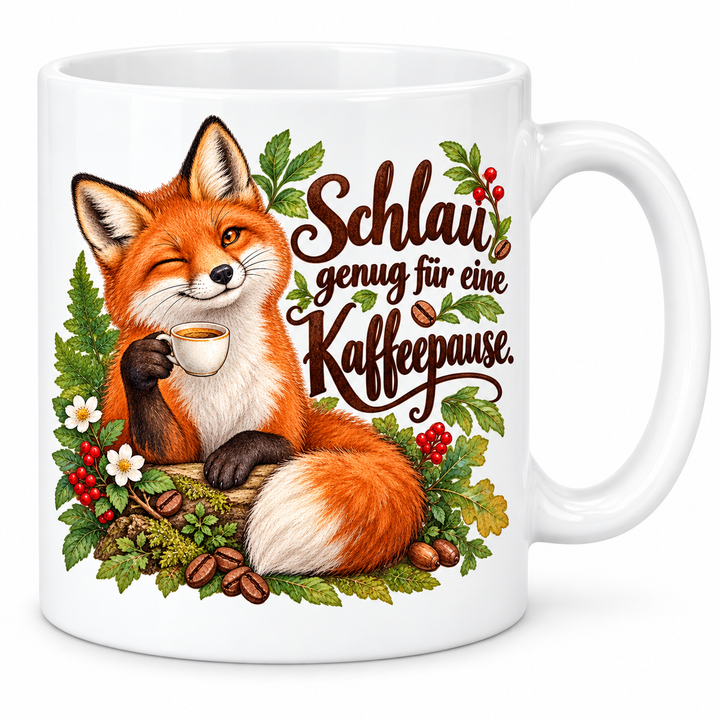 Weiße Fuchstasse – Schlau genug für eine Kaffeepause.