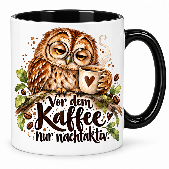 Eulentasse – schwarz