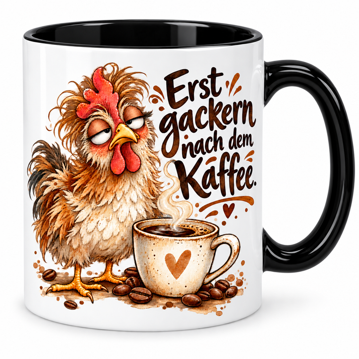 Hühner-Tasse – schwarz