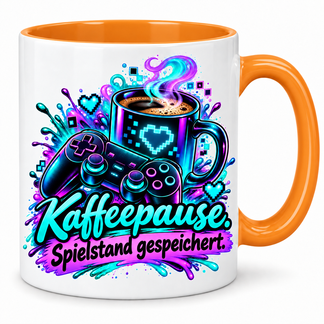 Gaming-Tasse Kaffeepause – Orange