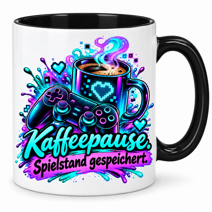 Gaming-Tasse Kaffeepause – Schwarz