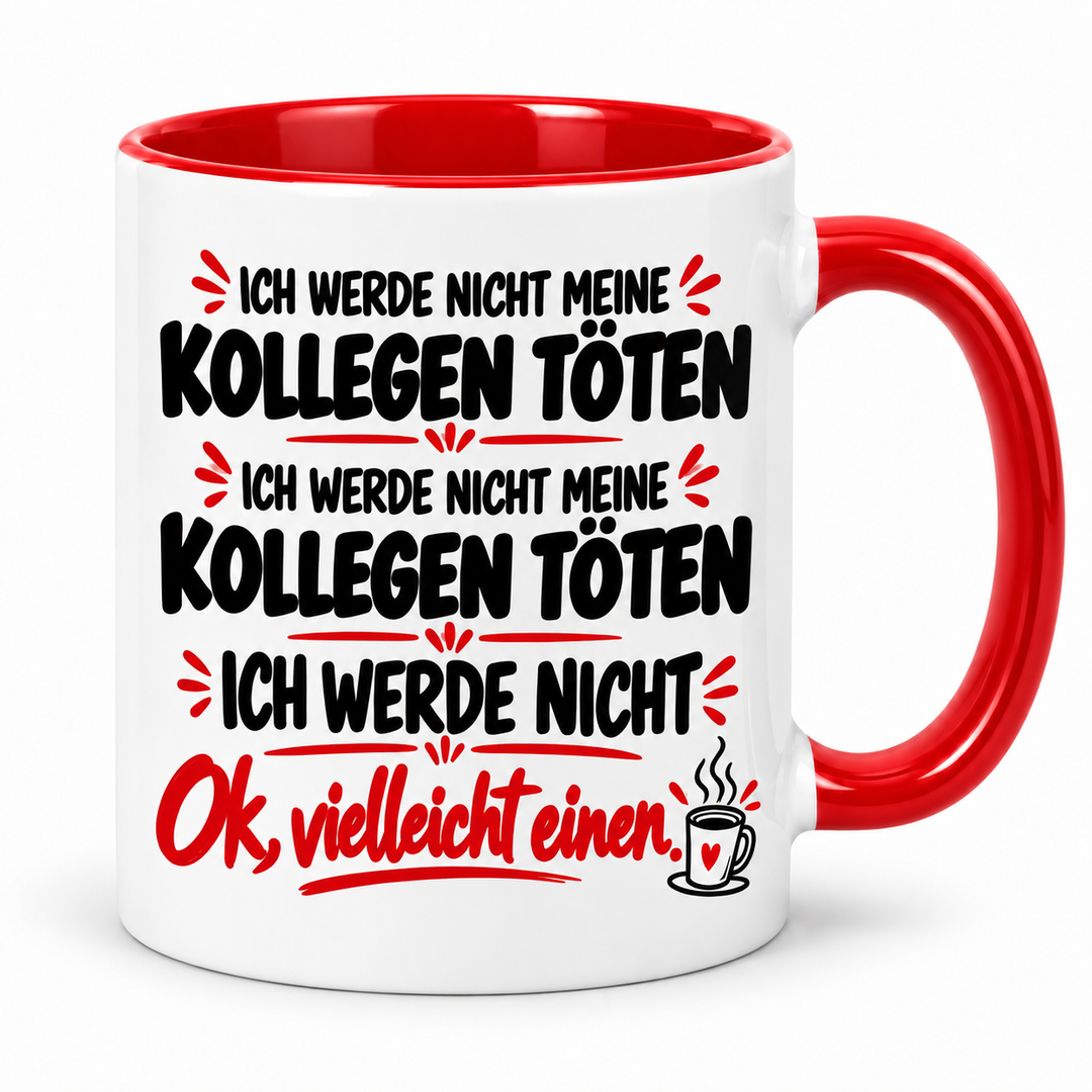 PEPAM Kollegen-Tasse – rot – weißer Außenkörper, beidseitiger Spruch