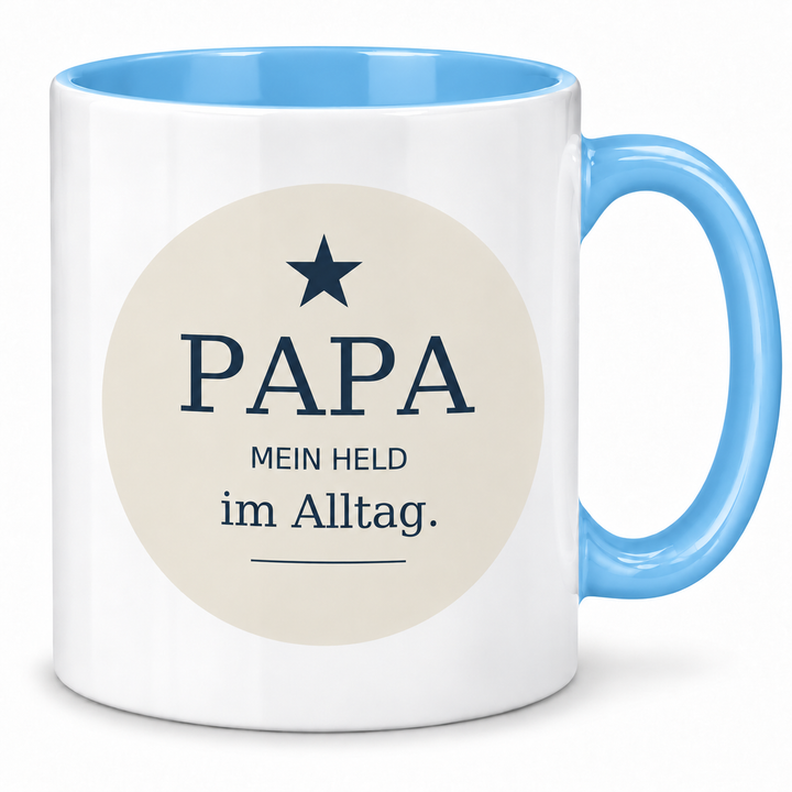 Papa-Tasse Mein Held im Alltag – blau