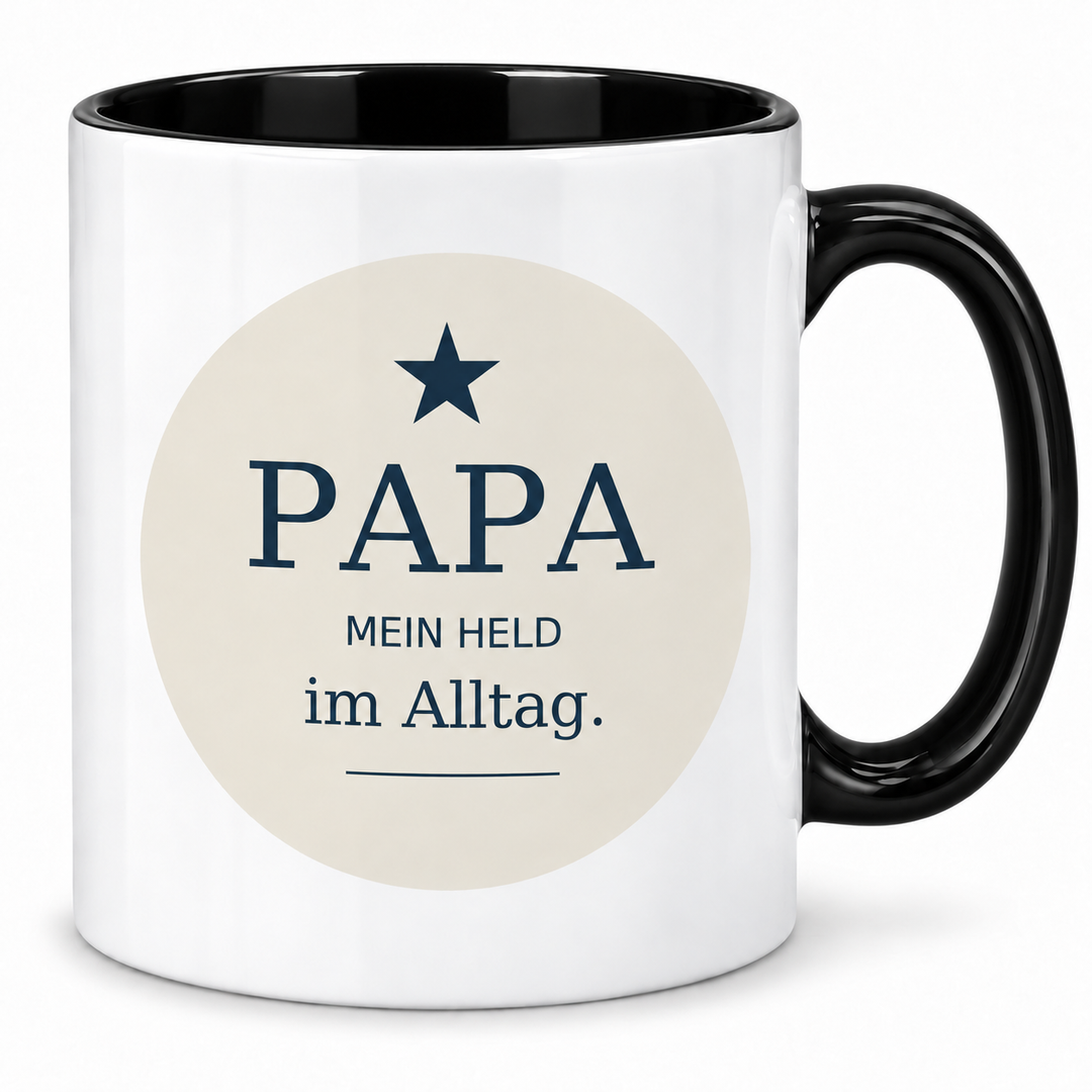 Papa-Tasse Mein Held im Alltag – schwarz