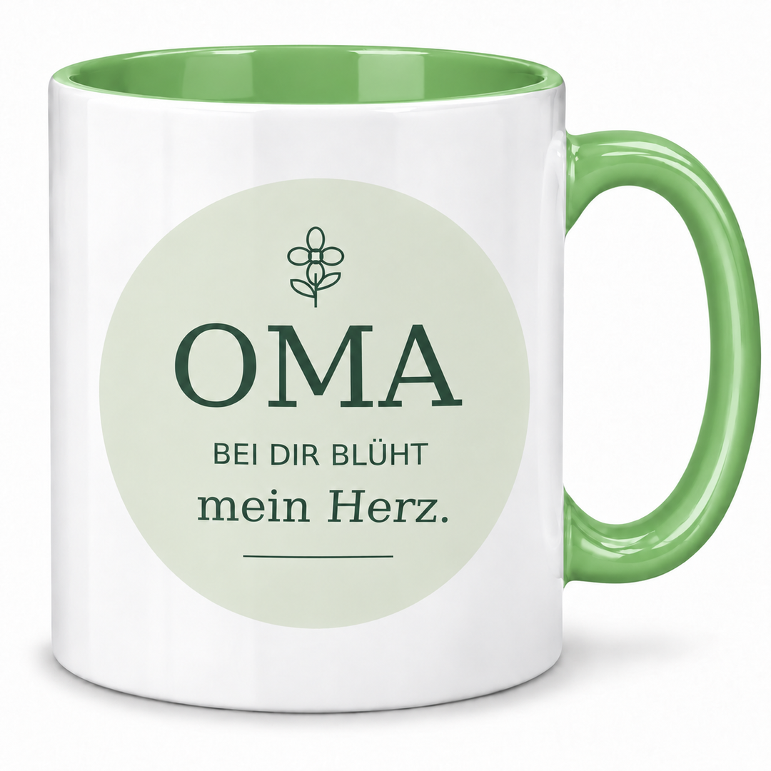 Oma-Tasse Bei dir blüht mein Herz – gruen