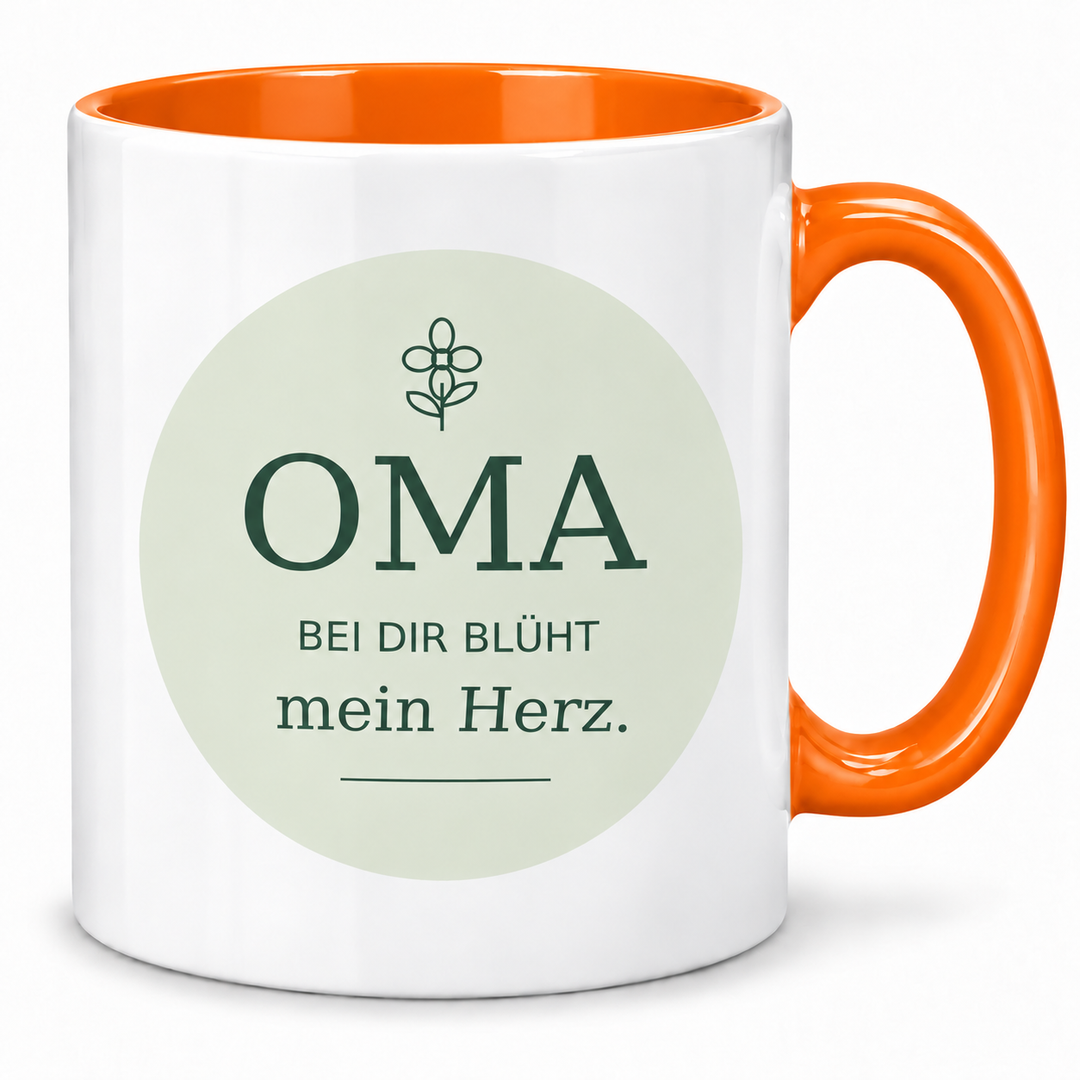Oma-Tasse Bei dir blüht mein Herz – orange