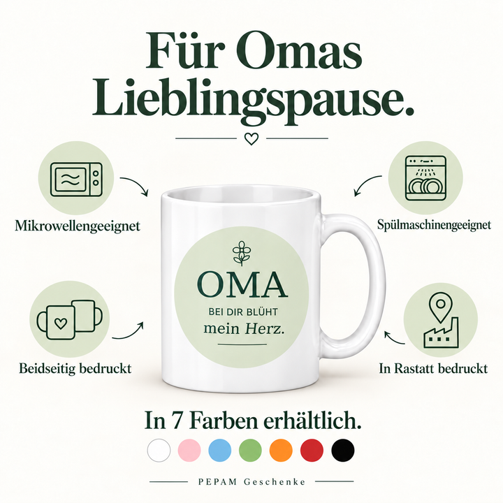 Oma-Tasse Bei dir blüht mein Herz – vorteile