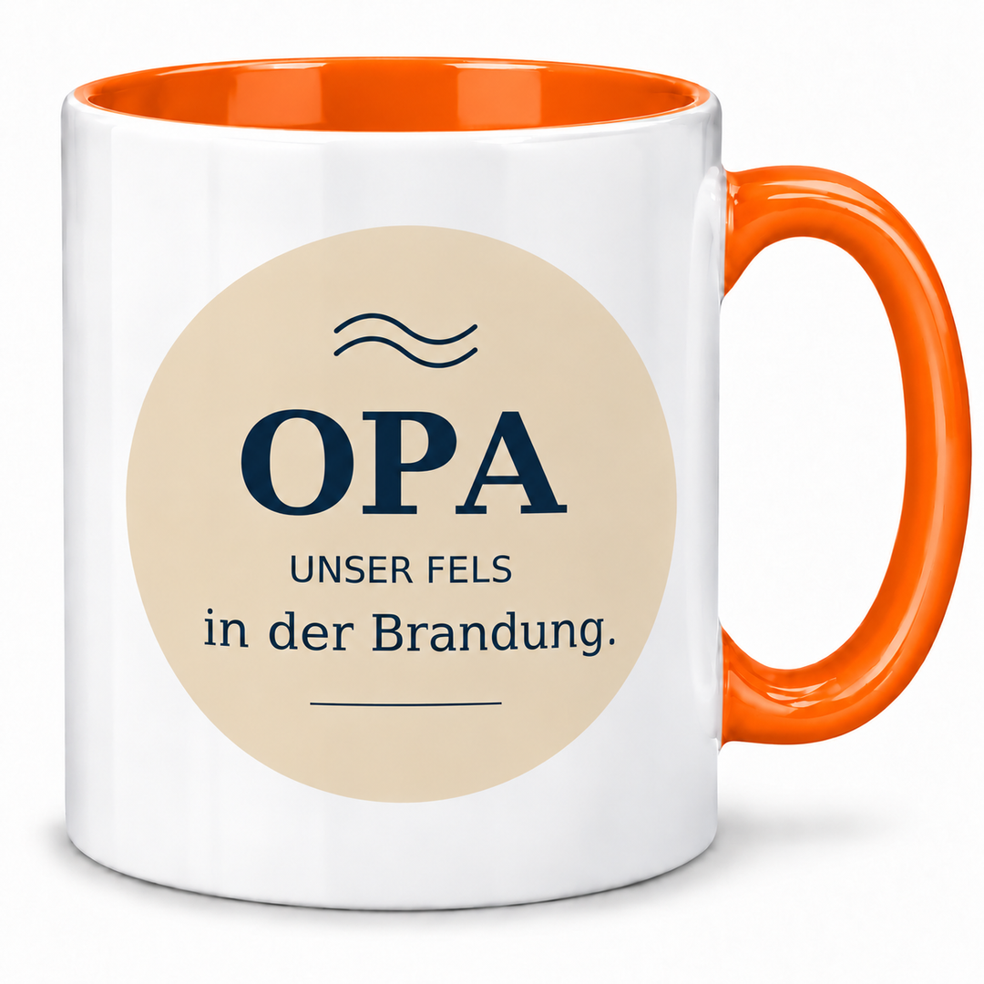 Opa-Tasse Unser Fels in der Brandung – orange