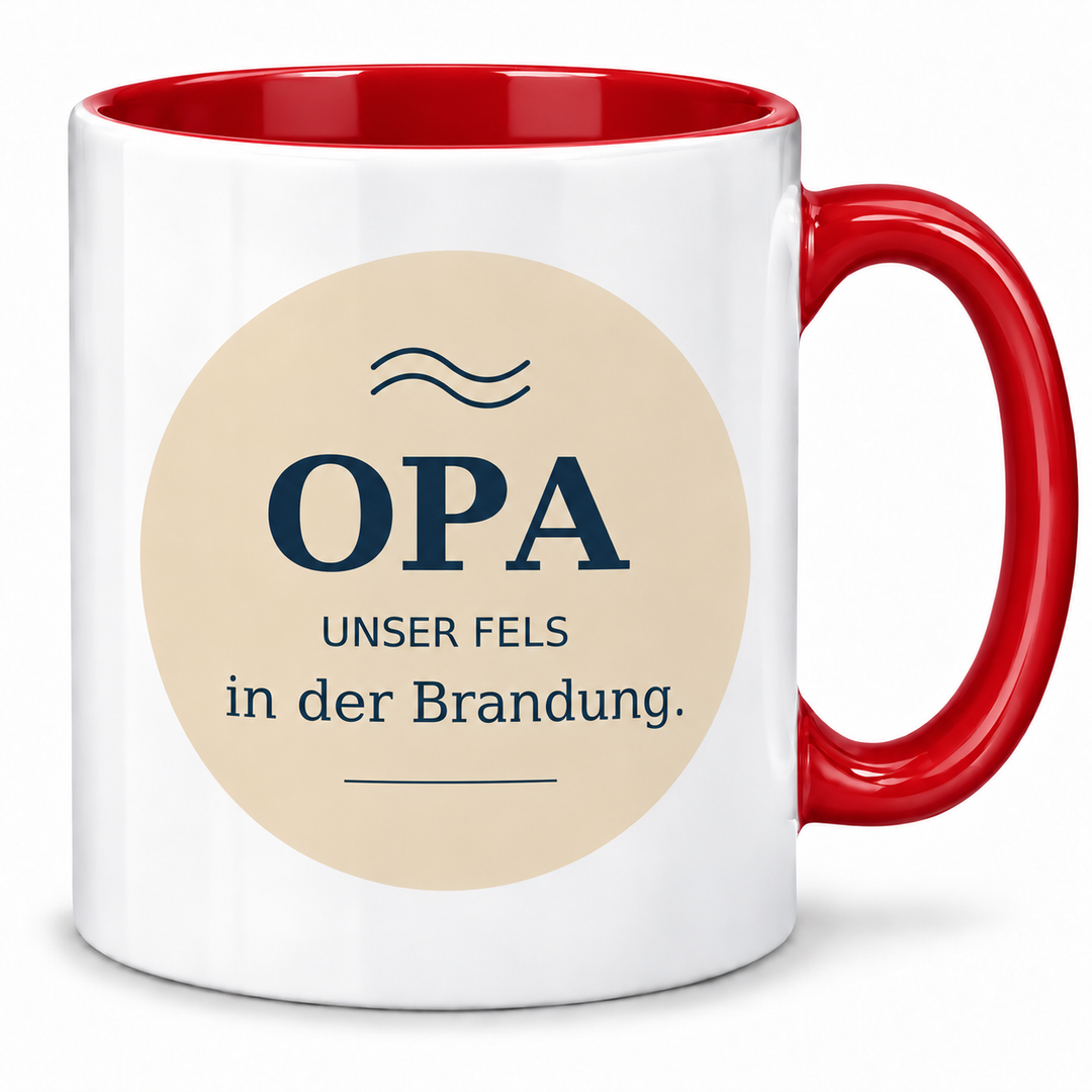 Opa-Tasse Unser Fels in der Brandung – rot