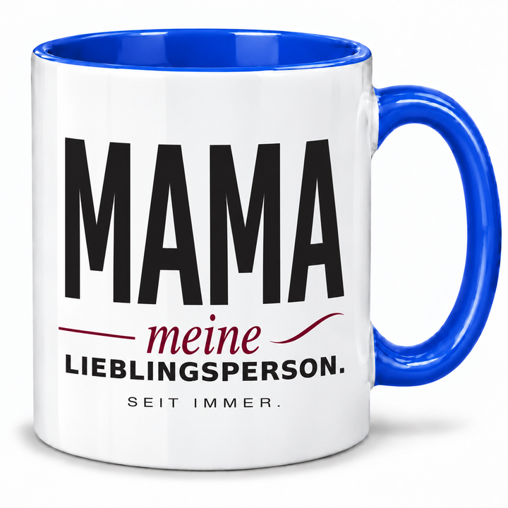 Mama-Tasse Meine Lieblingsperson – Schwarz-Bordeaux Design – blau