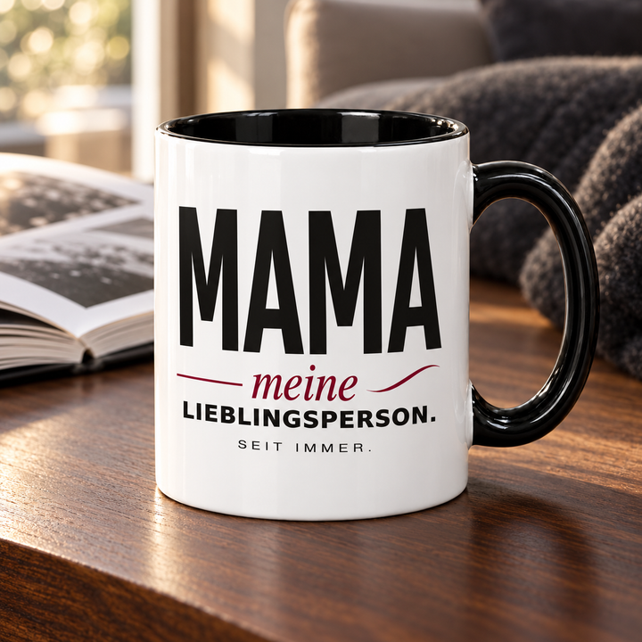 Mama-Tasse Meine Lieblingsperson – Schwarz-Bordeaux Design – lifestyle